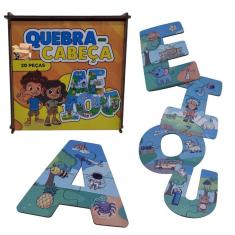 Quebra Cabeça Madeira Estojo Infantil Aprendendo Vogal Aeiou