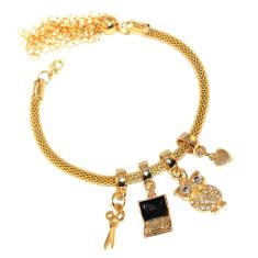 Pulseira Berloque Pedagogia Coruja Computador Folheado 18k