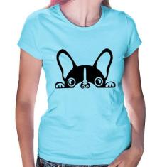 Baby Look Cachorro Boston Terrier - Foca na Moda, Azul bebê, GG