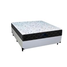 Cama Box Casal Sintético Branco com Colchão Espuma D33 Marrocos 30cm