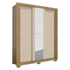 Guarda Roupa Solteiro Nevoa Flex 3 Portas De Correr Com Espelho Carvalho Americano Off White - Incorplac