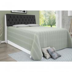 Cabeceira Box Casal Isis Branco Com Capitonê Preto