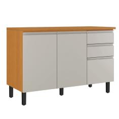 Balcão De Cozinha Triplo Com Tampo 3 Portas 2 Gavetas 1,20m Cinamomo-off White Namur Itatiaia Cinamo-off