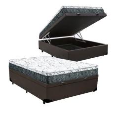 Cama Box Baú Casal Colchão Mola Bonnel Prime Coil Detroit + Box Sintét
