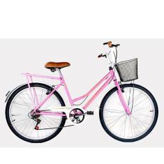 Bicicleta Aro 26 Kls Retro Sport Freio V-Brake 6 Marchas-Feminino