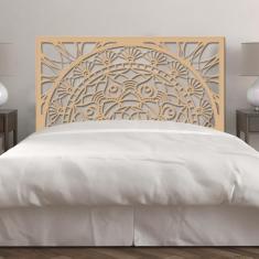 Cabeceira de Cama Casal Mandala Flores Prosperidade 140x72cm - 6mm - MDF Natural (sem pintura)
