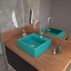 Cuba para Banheiro Q355W Quadrada Compace Azul Turquesa