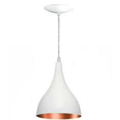 Pendente Alumínio Taca/Sino E-27 Branco Com Cobre Ref.510/110.1 - Thema Thema