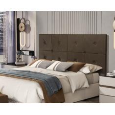 Painel de Cama box Botão Queen 1,60 Elegance cor Marrom - Comprar Moveis em Casa