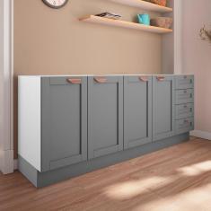 Cozinha Modulada 2 Peças Sem Tampo 2 Balcões Arizona CabeCasa MadeiraMadeira Branco/Cinza