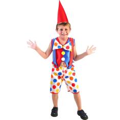 Fantasia Carnaval Palhacinho Infantil Palhaço Gravata Chapéu