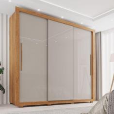 Guarda Roupa Casal 3 Portas 4 Gavetas Costa Rica Cinamomo / Off White