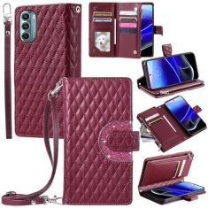 Furill Capa de telefone para Motorola Moto G Stylus 5G 2022 capa carteira com alça de pulso transversal alça de ombro 9+ compartimentos para cartão bolsa com zíper suporte de couro XT2215-1 XT2215-4