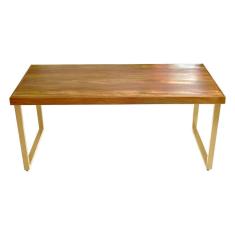 Mesa Industrial Bernardo Madeira Maciça C/ Ferragem Dourada 2,20m