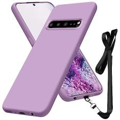 HIYUUTTBS Compatível com Samsung Galaxy S10 capa de 6,1 polegadas, capa protetora de silicone líquido macio ao toque, alça de pescoço, capa protetora para celular não amarela, à prova de quedas, fina,