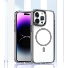 Capa de telefone acrílico transparente para iphone 12 13 14 15 pro max 7 8 plus para xs xr capa de carga sem fio, preto, para iphone 14