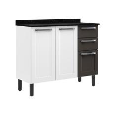 Balcão De Cozinha Itatiaia Em Aço 3 Portas 2 Gavetas Branco E Grafite Florença Branco 