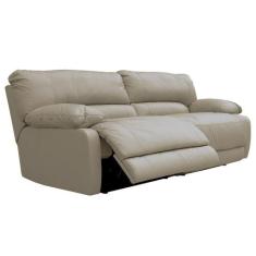 Sofá 3 Lugares Reclinável Elétrico Asmará 228cm Couro Avelã - Gran Bel