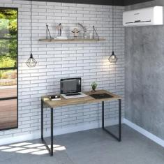 Escrivaninha de Escritório Estilo Industrial 1,20m, em AÇO/MDF - Lenna