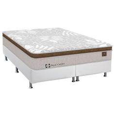 Cama Box Queen: Colchão Molas Sealy Posturepedic Doux Confort + Base Courano Branco(158X198)