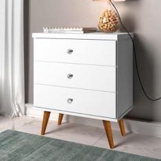 Mesa de Cabeceira 3 Gavetas Status J&a Móveis Branco