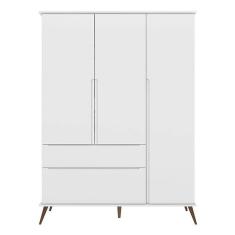 Guarda Roupa Infantil Retrô Melinda 3 Portas E 2 Gavetas Branco - Phoenix Baby Branco