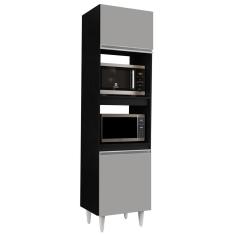 Paneleiro Torre Quente 2 Portas Colorado Preto-cinza - Lumil Móveis