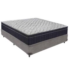 Cama Box Cinza E Colchão Airtech 150 Espuma D45 Casal Ortobom