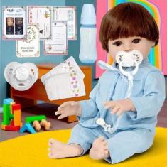 Bebe Reborn Boneco Menino Principe Pode Dar Banho Acessórios - Cegonha