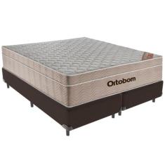 Cama Box Marrom E Colchão Airtech Molas Ensacadas Queen Ortobom