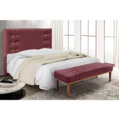 Cabeceira Cama Box Casal 140cm e Recamier Gênova Veludo S04 - D'Rossi,
