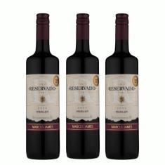 Kit 3 Vinho Tinto Seco Merlot Marcus James 750ml Vinicula Aurora