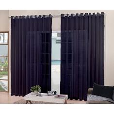 Cortina De Varão Voil Preto 4,00x2,50 Sala Ou Quarto
