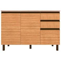 Balcão Bartira Cristal MDP 15mm com 2 Portas, 3 Gavetas e 1 Prateleira - 120,1cm de largura