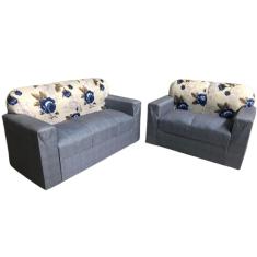 Conjunto de Sofá de 2 e 3 Lugares Cinza Estampado