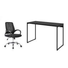 conjunto de mesa studio 120 cm com cadeira de escritório secretária giratória light preta