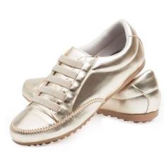 Mocatênis Tênis Feminino Casual Confort Metalizado Dourado-Feminino