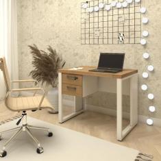 Escrivaninha Industrial com 2 Gavetas e Pés em Metal 90cm - F5 Office 