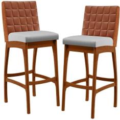 Kit 02 Banquetas Altas Cozinha Sala Jantar Fixa Mila L02 material sint