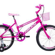 Bicicleta Aro 20 Feminina Infantil Roda Lateral Rosa