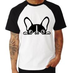Camiseta Raglan Cachorro Boston Terrier - Foca na Moda, Branco, Preto,