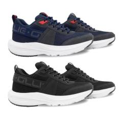 Kit 2 Tênis Ollie Academia Virtus Caminhada, 40, Marinho, Preto