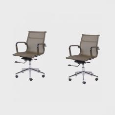 Kit 2 Cadeiras Para Escritorio Diretor Esteirinha Tela Mesh 3303