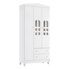 Guarda Roupa Infantil New Selena 3 Portas Branco Brilho - Carolina Móveis