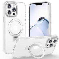 Lufanbis Capa magnética para iPhone 13 Pro Max com suporte de anel, [proteção contra quedas de 3 pés] [toque aveludado] Capa de telefone fina translúcida fosca traseira à prova de choque para iPhone