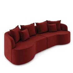 Sofá 4 Lugares Orgânico Living 250cm Mersa Veludo Vermelho K01 - D'ros