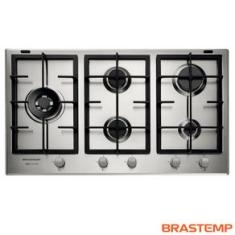 Cooktop 5 Bocas Brastemp Gourmand Inox com Duplachama e Trempe com Ferro Fundido BDK90DR