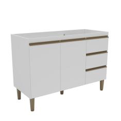 Armário Balcão De Cozinha 120cm Com 2 Portas E 3 Gavetas 2407 Branco