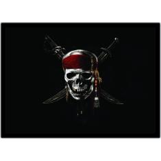 Quadro Decorativo Caveira Pirata Cinema Filmes Com Moldura