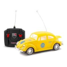 Carrinho Brinquedo Fusquinha De Controle Remoto Infantil  Acende Farol